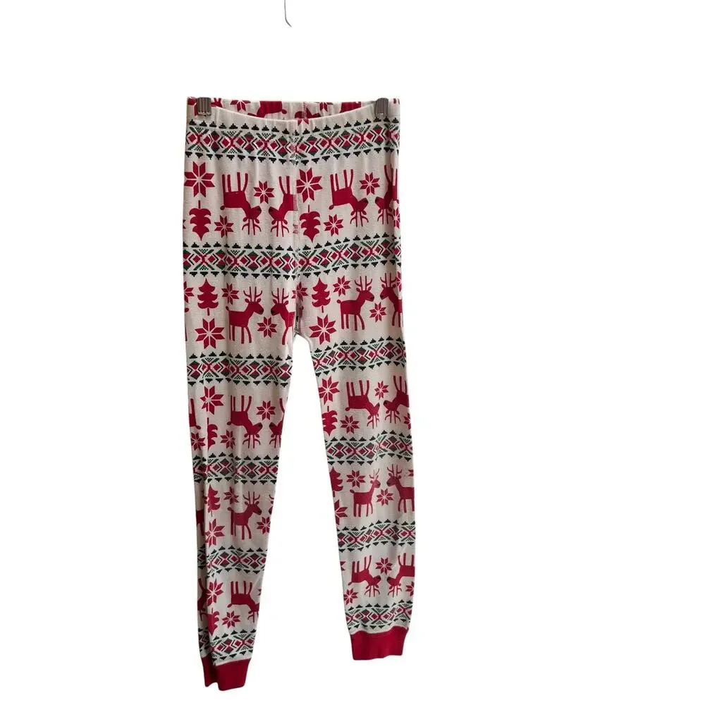 Hanna Andersson Kids Fair Isle Reindeer Pajama Set Size 10 Red White Cotton